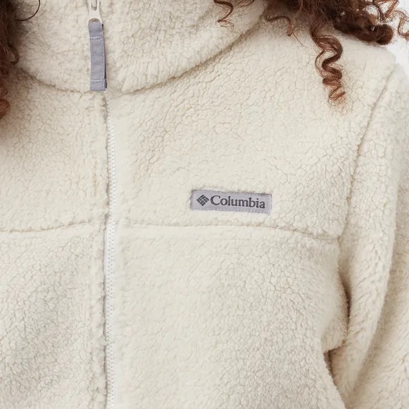 Women's Plus Sized West Bend Full Zip Sherpa Fleece Jacket - Chalk White - Picture 7 of 11